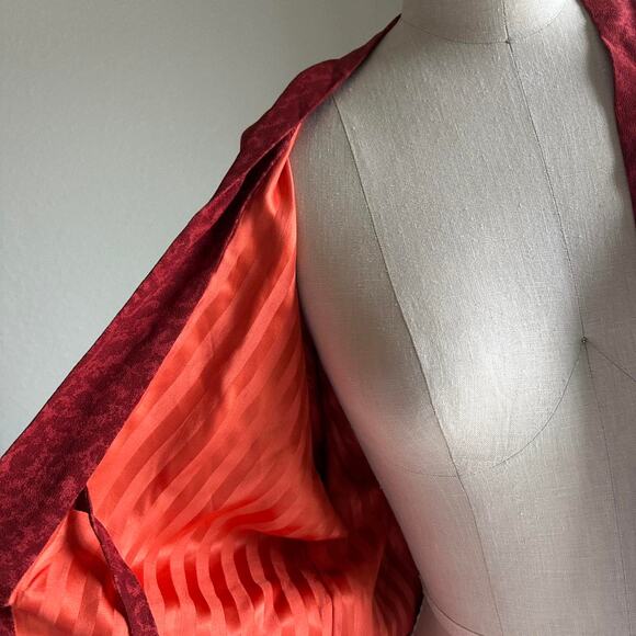 Women’s One Size Kimono Red Vintage Boxy Open Cardigan - Picture 4 of 4